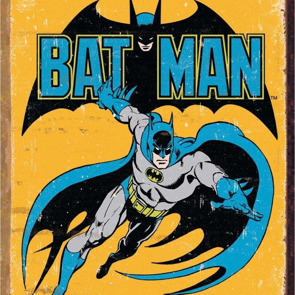 Retro Batman DC Comics Tin Metal Sign Wall Art Justice League Hero Made in USA